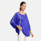 TAMSY Embroidered Top (Size L, 16-18) - Blue