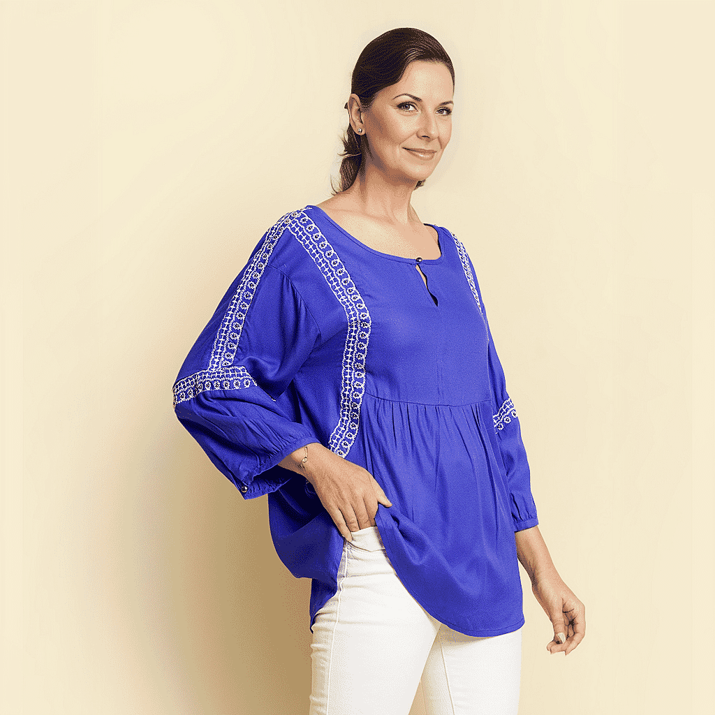 TAMSY Embroidered Top  - Blue 7147258 6