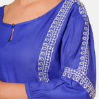 TAMSY Embroidered Top (Size L, 16-18) - Blue