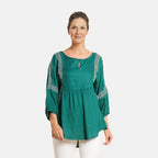 TAMSY Embroidered Top (Size L, 16-18) - Green