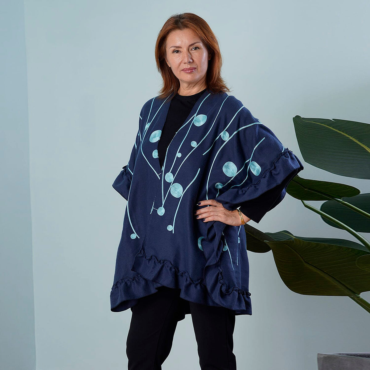 TAMSY Embroidered Women's Kimono - Navy 6724796 0