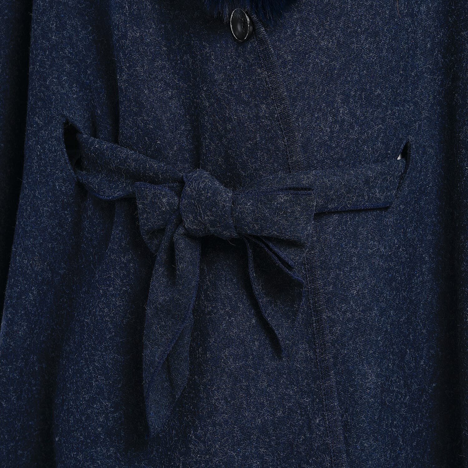 TAMSY Faux Fur Kimono for Women With Belt - Navy 7629901 5