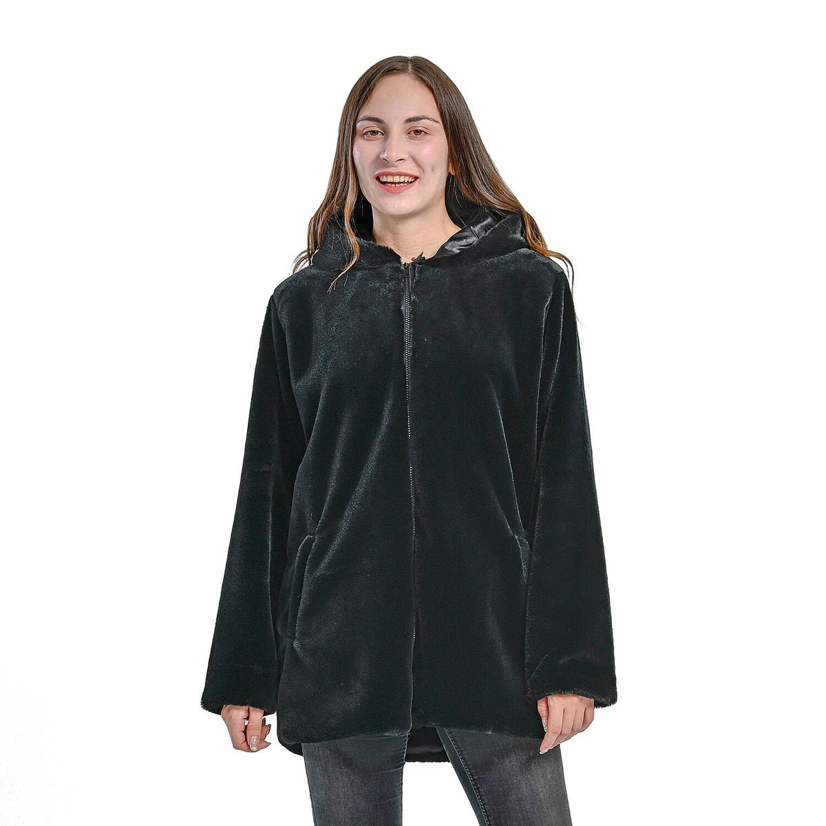 TAMSY Faux-Fur Long Sleeves Women's Coat - Black 6369001 0