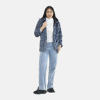 Tamsy Zebra Pattern Faux Fur Hoodie (Size M,12-14) - Grey - Blue