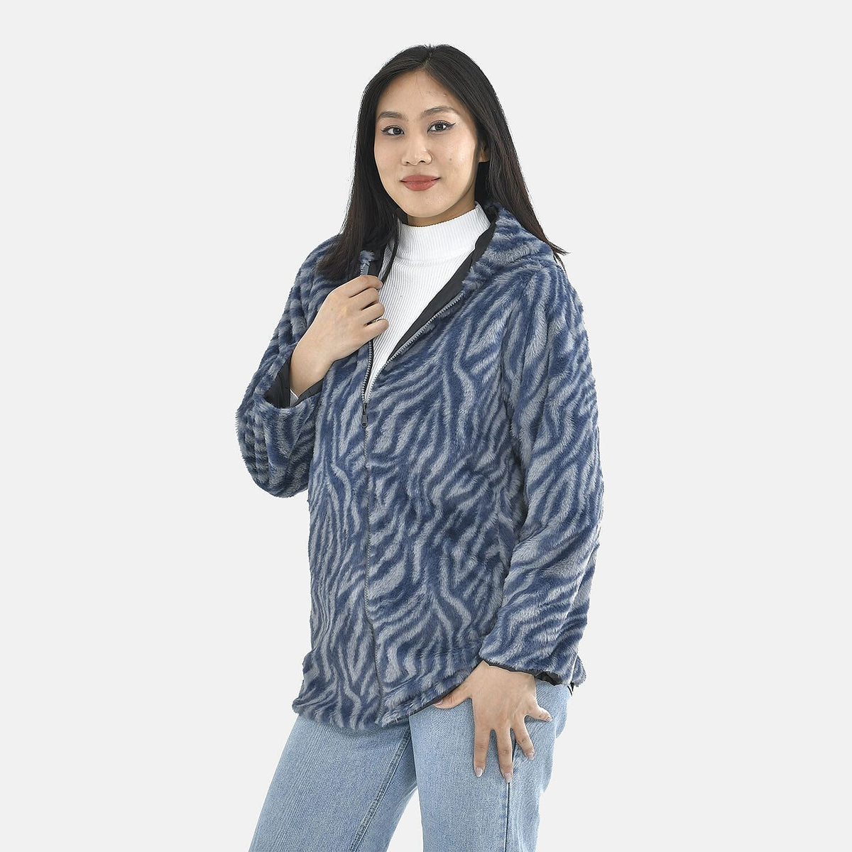 TAMSY Faux Fur Women's Hoodie With Zip Front 7019046 3