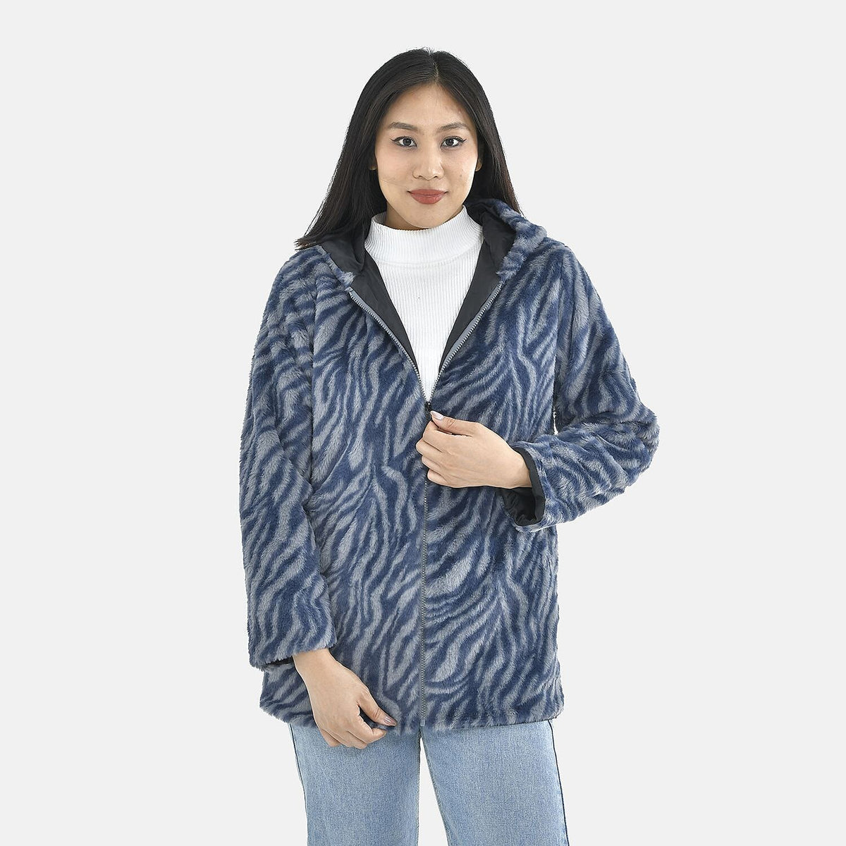 TAMSY Faux Fur Women's Hoodie With Zip Front 7019046 4