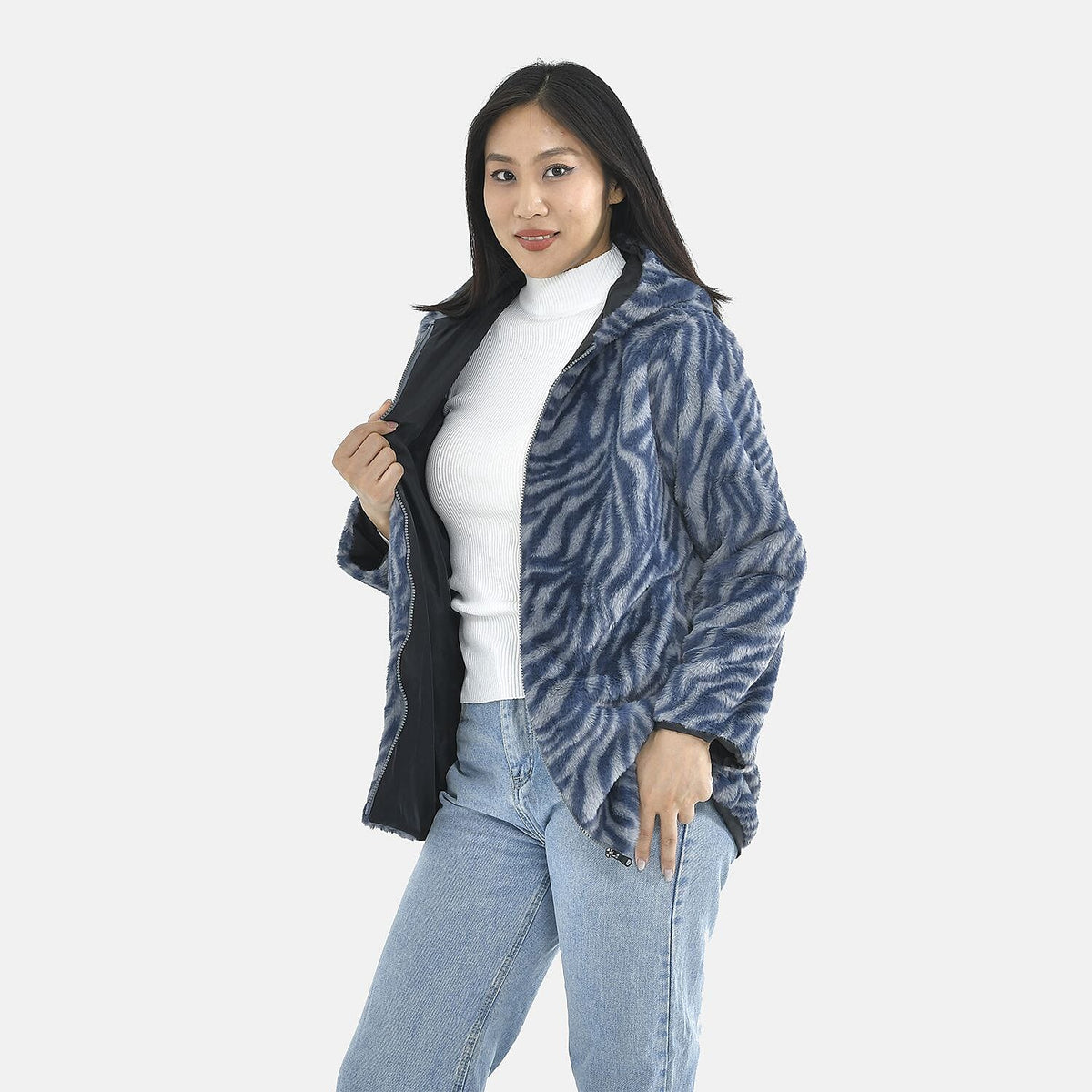 TAMSY Faux Fur Women's Hoodie With Zip Front 7019046 5
