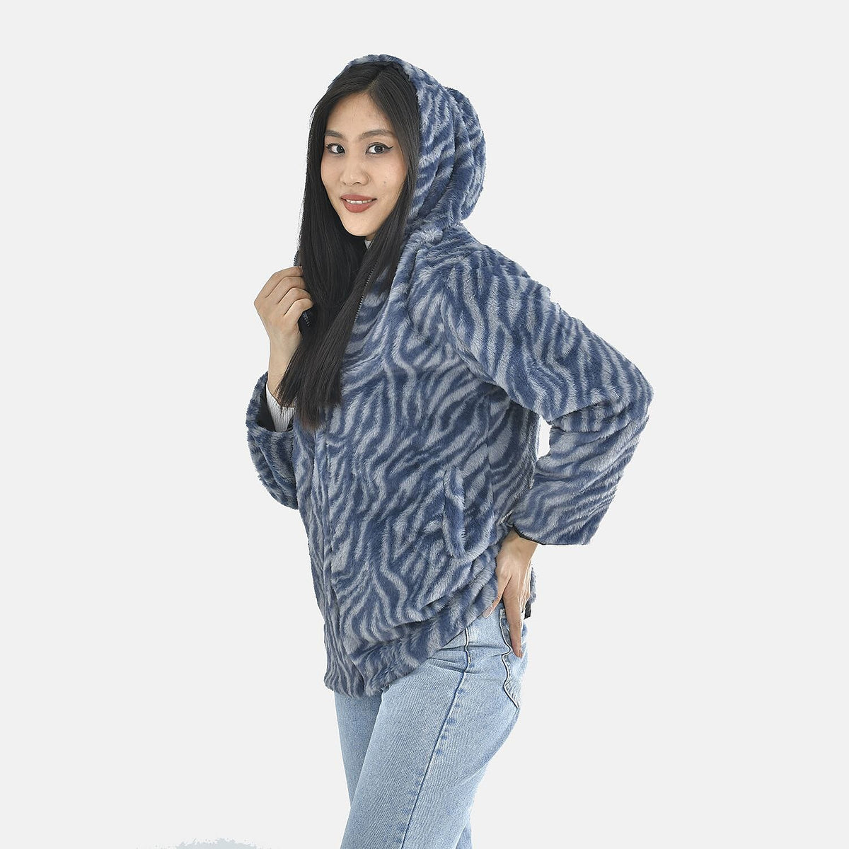 TAMSY Faux Fur Women's Hoodie With Zip Front 7019046 7