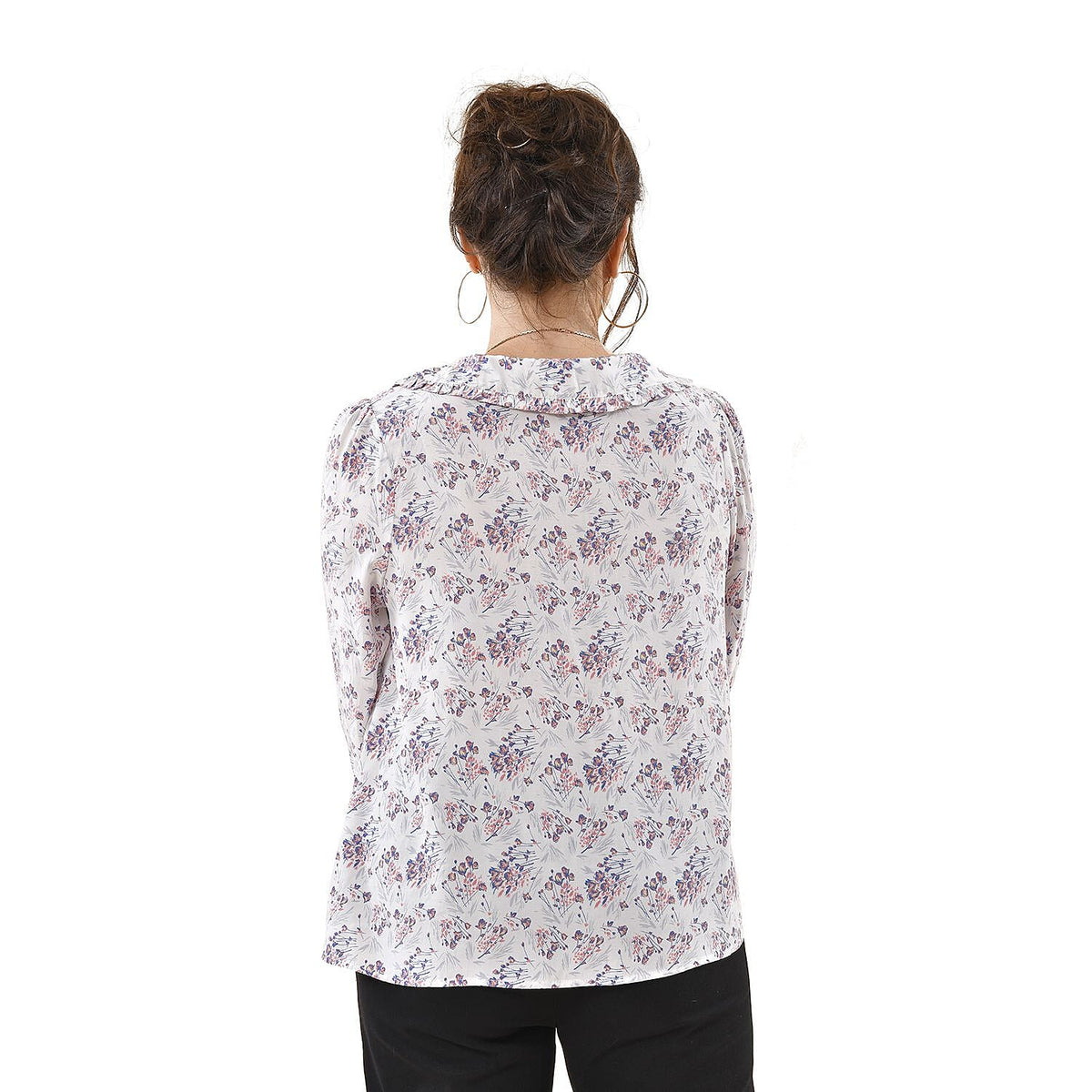 TAMSY Floral Pattern Collar Blouse  - White 3888843 2
