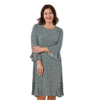 TAMSY 100% Viscose Floral Pattern Dress (Size XL, 20-22) - Teal Green