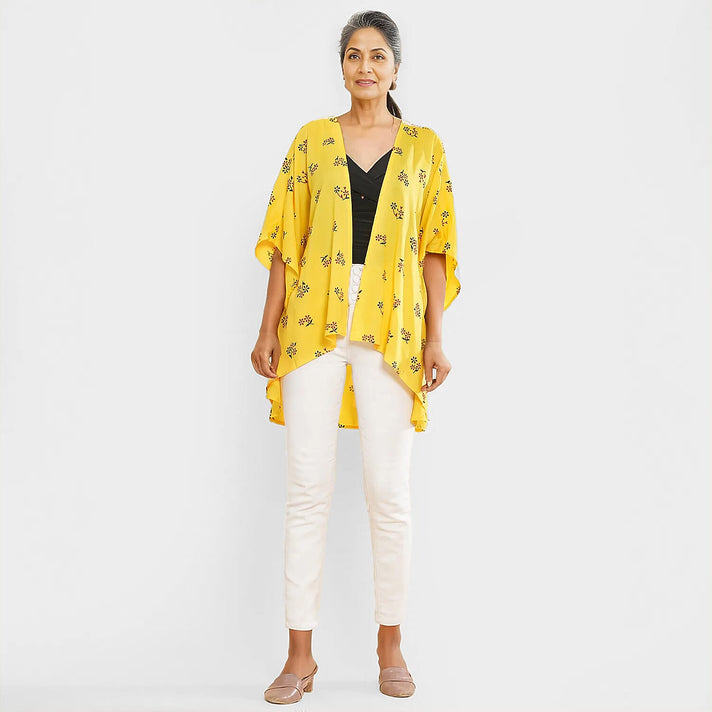 TAMSY Floral Pattern Kimono - Yellow 8858405 1