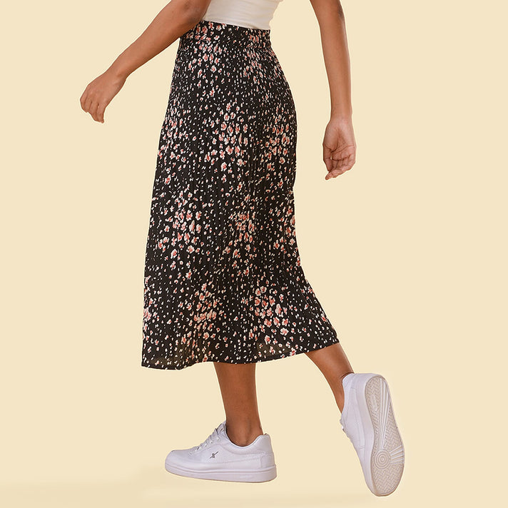 TAMSY Floral Pattern Skirt  - Green and Black 7332663 2
