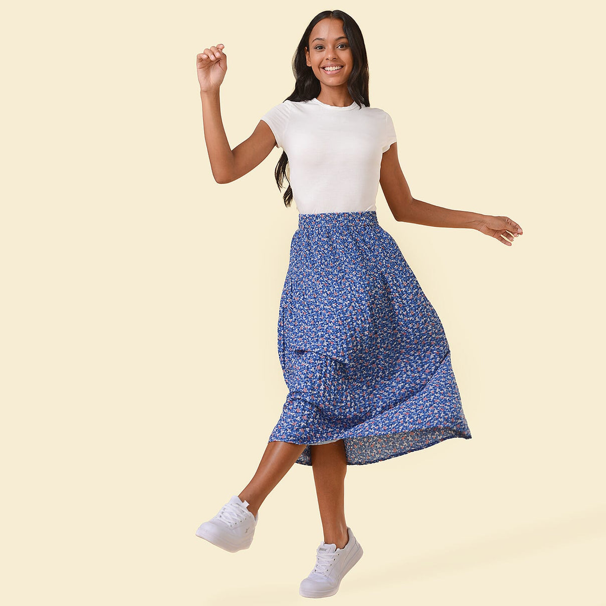 TAMSY Floral Pattern Skirt  - Blue 7332695 3
