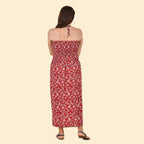TAMSY Floral Pattern Smocked Dress (Size 8-20) - Red & Off White