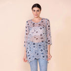 TAMSY Floral Pattern Top (Size L, 16-18) - Light Blue