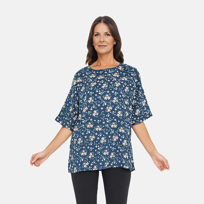 TAMSY Floral Pattern Top - Turquoise 7190842 1