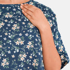 TAMSY 100% Viscose Floral Pattern Top (Size L,16-18) - Turquoise