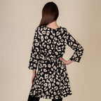 TAMSY 100% Viscose Leopard Pattern Plum Dress (Size L,16-18) - Black & Beige