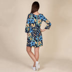 100% Viscose Floral Pattern Plum Dress (Size XL,20-22) - Multi