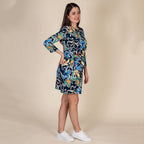100% Viscose Floral Pattern Plum Dress (Size XL,20-22) - Multi