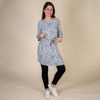 TAMSY 100% Viscose Heart Pattern Plum Dress (Size XXL,24-26) - White & Multi