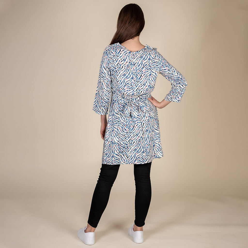 TAMSY 100% Viscose Heart Pattern Plum Dress (Size XXL,24-26) - White & Multi