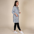 TAMSY 100% Viscose Heart Pattern Plum Dress (Size XXL,24-26) - White & Multi