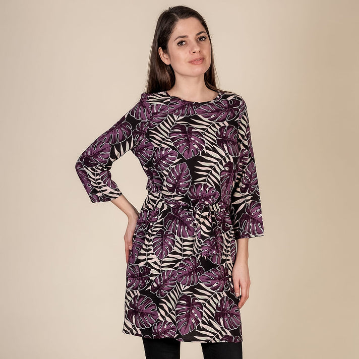 TAMSY Floral Pattern Women's Dress - Damson 3880367 1