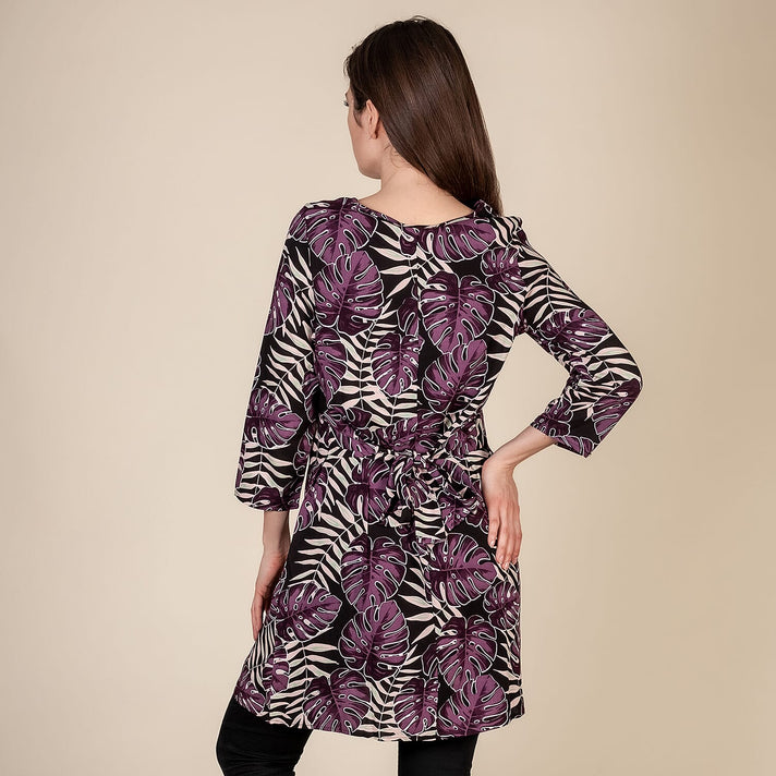 TAMSY Floral Pattern Women's Dress - Damson 3880367 2