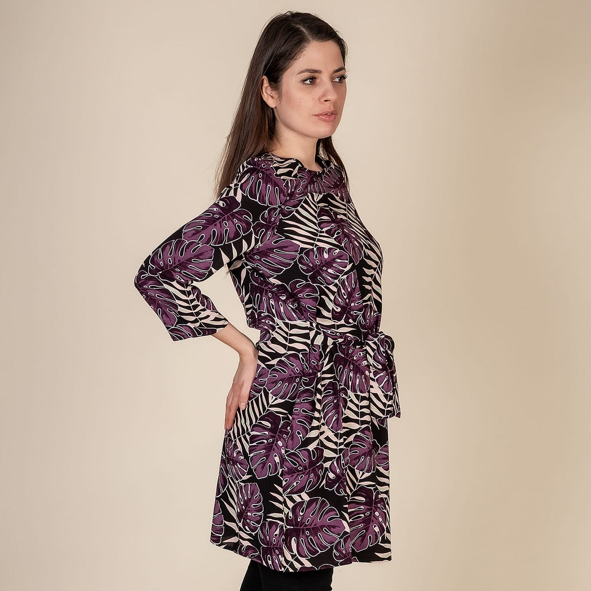 TAMSY Floral Pattern Women's Dress - Damson 3880367 2