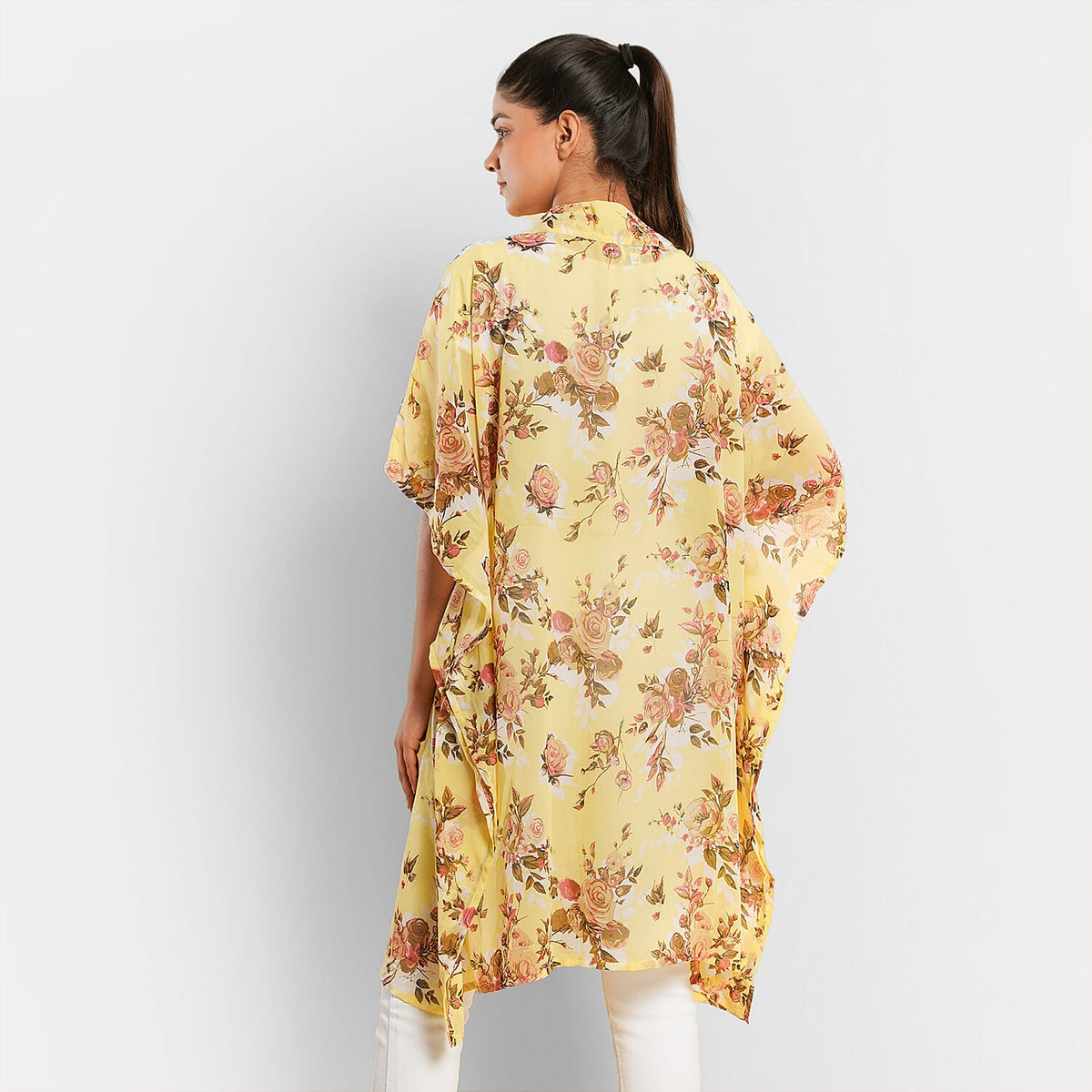 TAMSY Floral Pattern Women's Kimono - Yellow 7332613 2