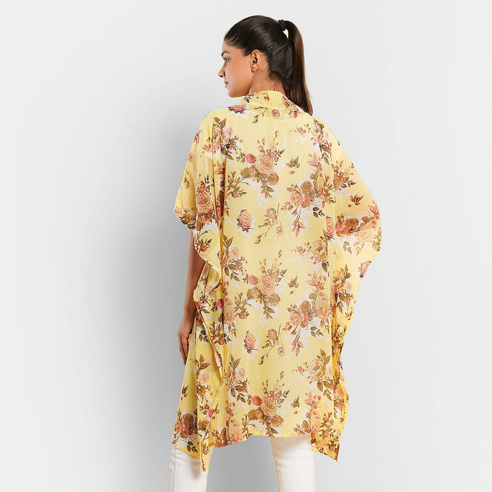 TAMSY Floral Pattern Women's Kimono - Yellow 7332613 2