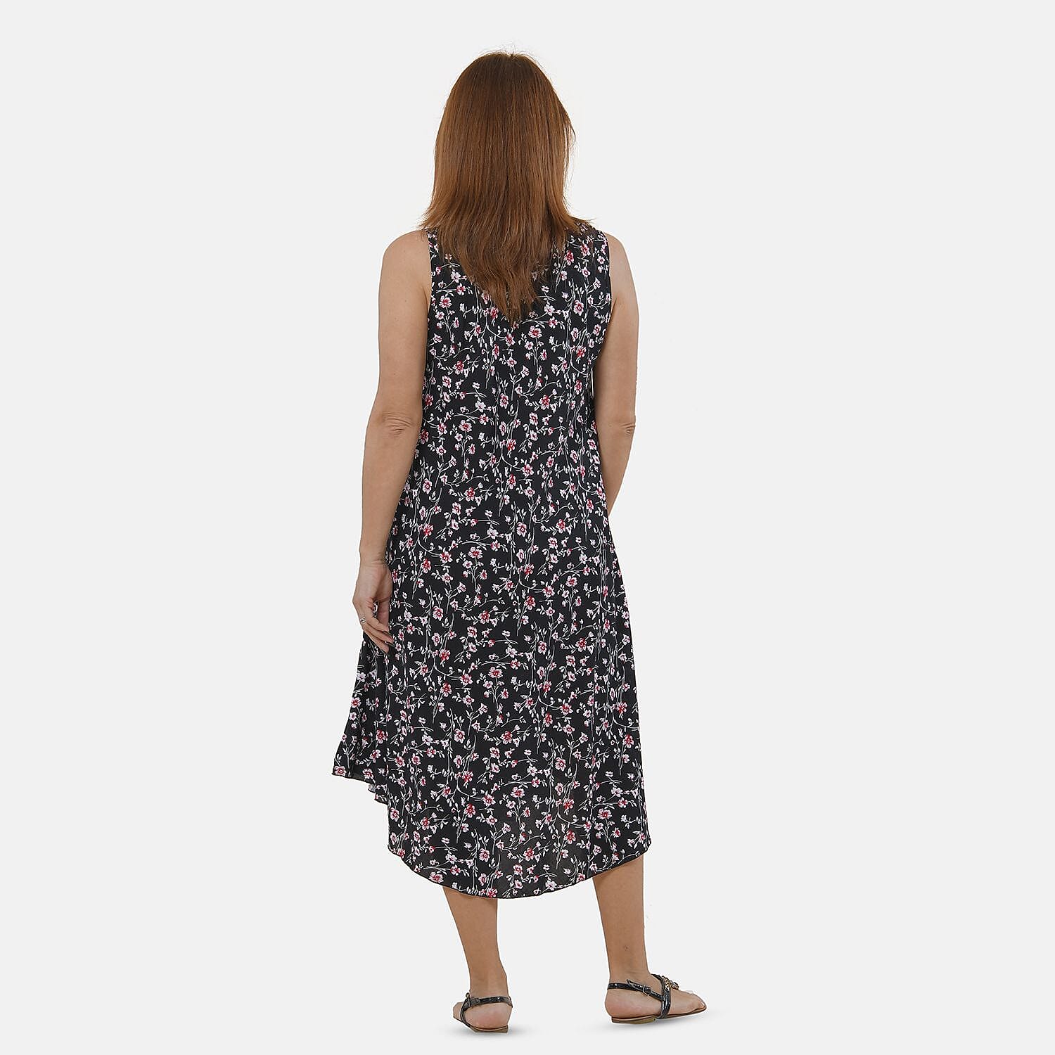 TAMSY Floral Pattern Women's Midi Dress - Black 7330411 2