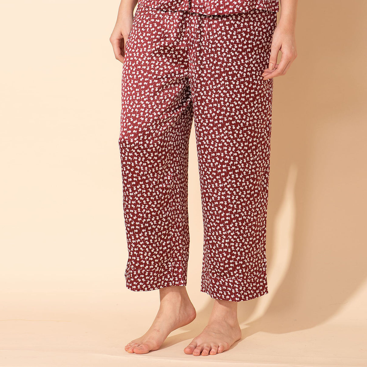 TAMSY Floral Pattern Women's Nightwear Set - Maroon 7908227 5