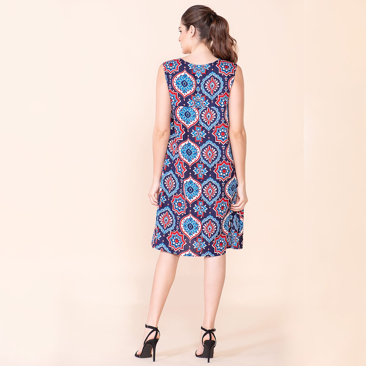TAMSY Floral Pattern Women's Sleeveless Dress - Navy 7615310 2