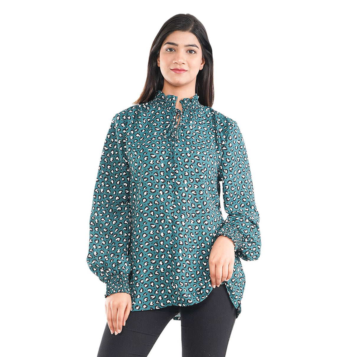 TAMSY Floral Pattern Women's Top - Green 7311566 0