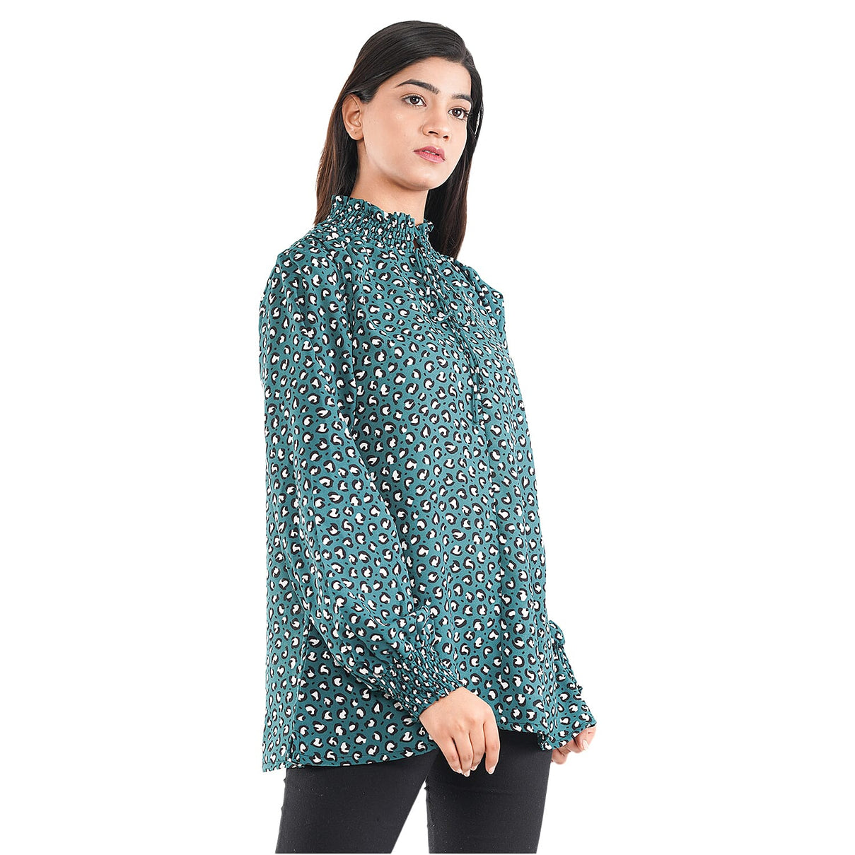 TAMSY Floral Pattern Women's Top - Green 7311566 1