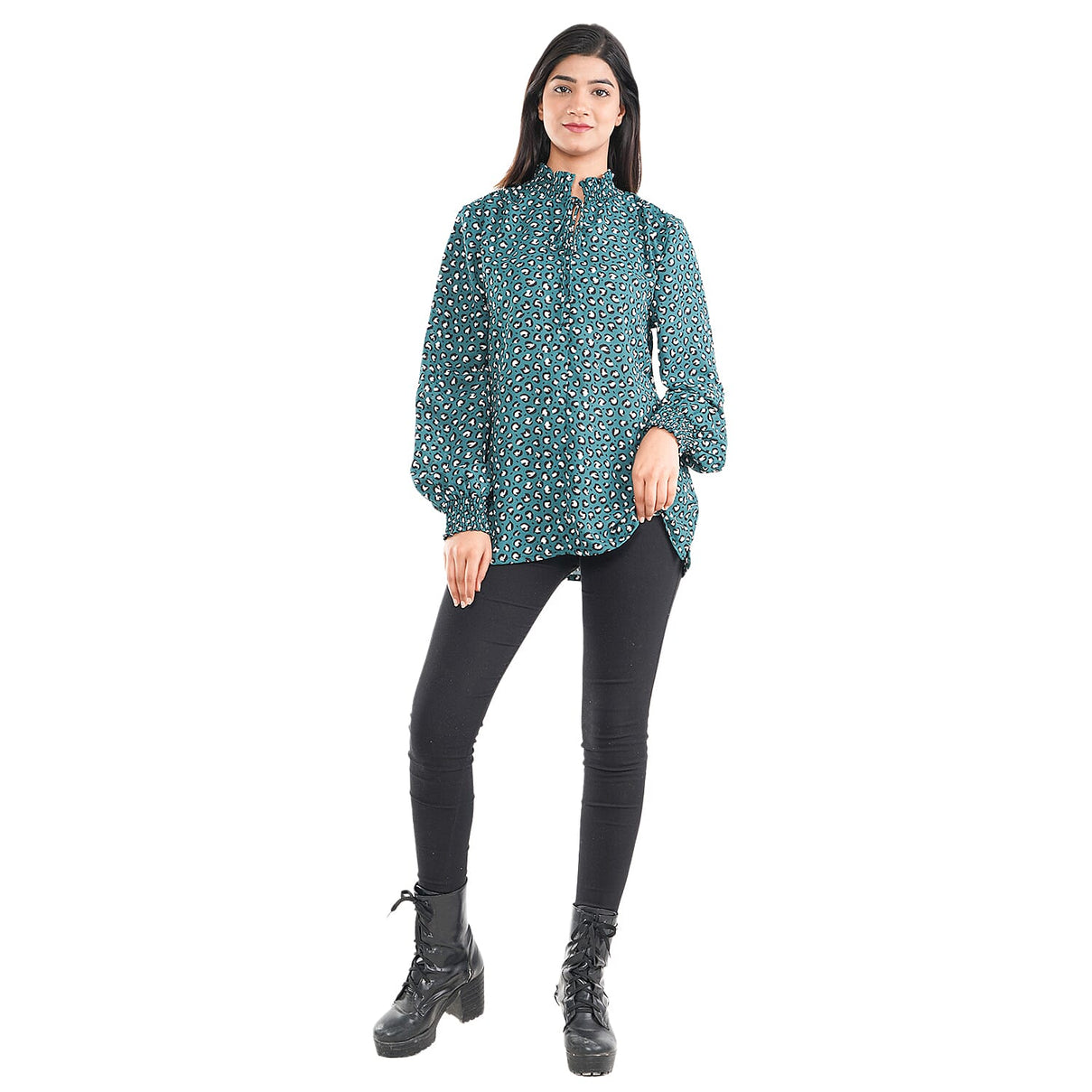 TAMSY Floral Pattern Women's Top - Green 7311566 2