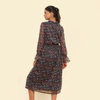 Floral Printed Dress (Size XL, 20-22) - Black