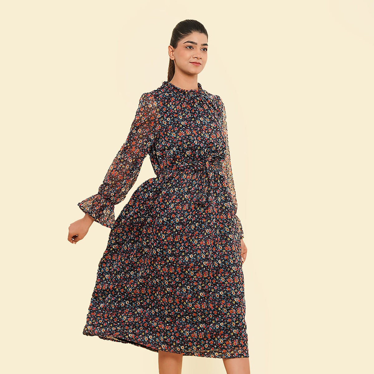 TAMSY Floral Printed Dress - Black V32515042 3