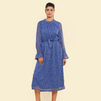 Floral Printed Dress (Size L, 16-18) - Blue