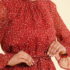 TAMSY Floral Printed Dress (Size L, 16-18) - Red