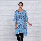 TAMSY Floral Print Top (One Size) - Blue