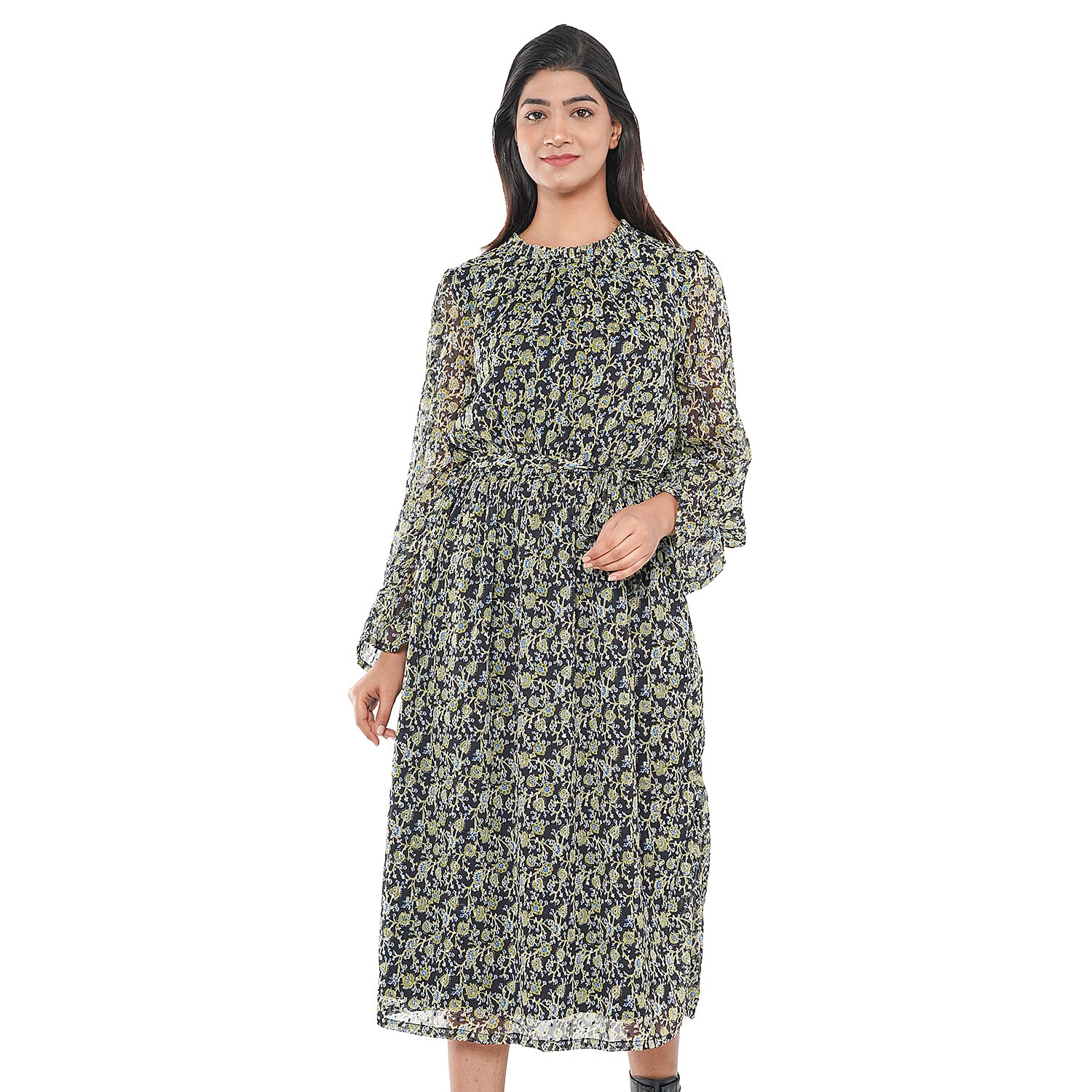 TAMSY Floral Pattern Dress - Green and Black 7310038 3