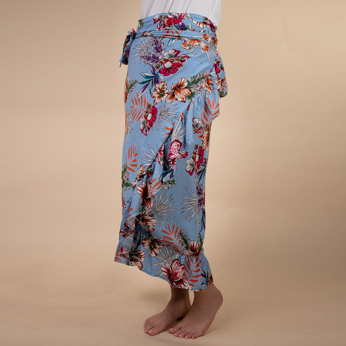 TAMSY Floral Printed Women's Wrap Skirt - Light Blue V32591612 1