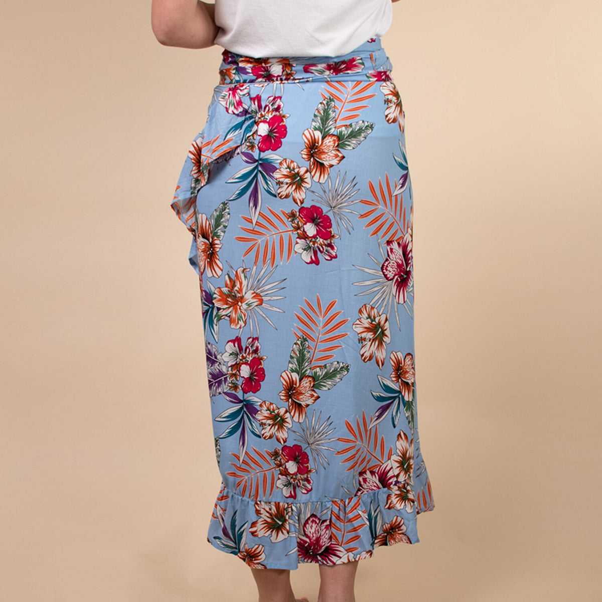 TAMSY Floral Printed Women's Wrap Skirt - Light Blue V32591612 3