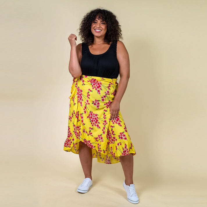 TAMSY Floral Printed Women's Wrap Skirt - Yellow 6252743 1