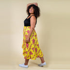 100% Rayon Floral Printed Wrap Skirt (Size 8 - 16) - Yellow & Red
