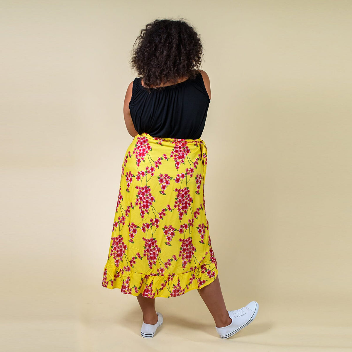 TAMSY Floral Printed Women's Wrap Skirt - Yellow V32549475 3