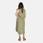 TAMSY Floral Print Midi Umbrella Dress (One Size 8-18) - Sage Green